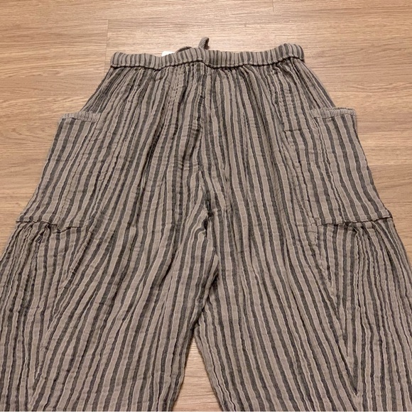 NWT Free People Quinn Harem Boho Pants Striped Natural Charcoal Size M Beach - Picture 14 of 15